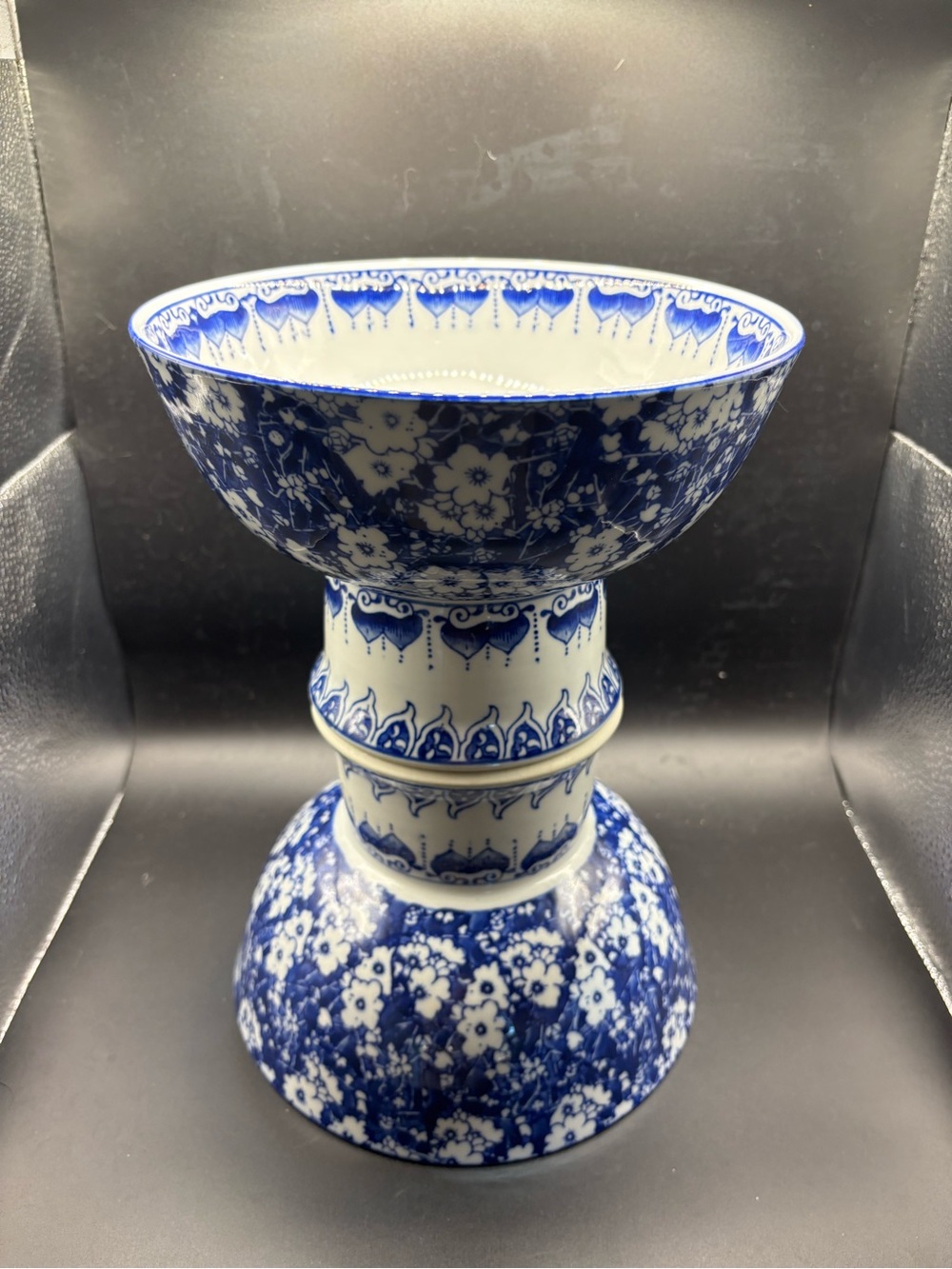 Blue Floral Pedestal Compote - Picture 12 of 12
